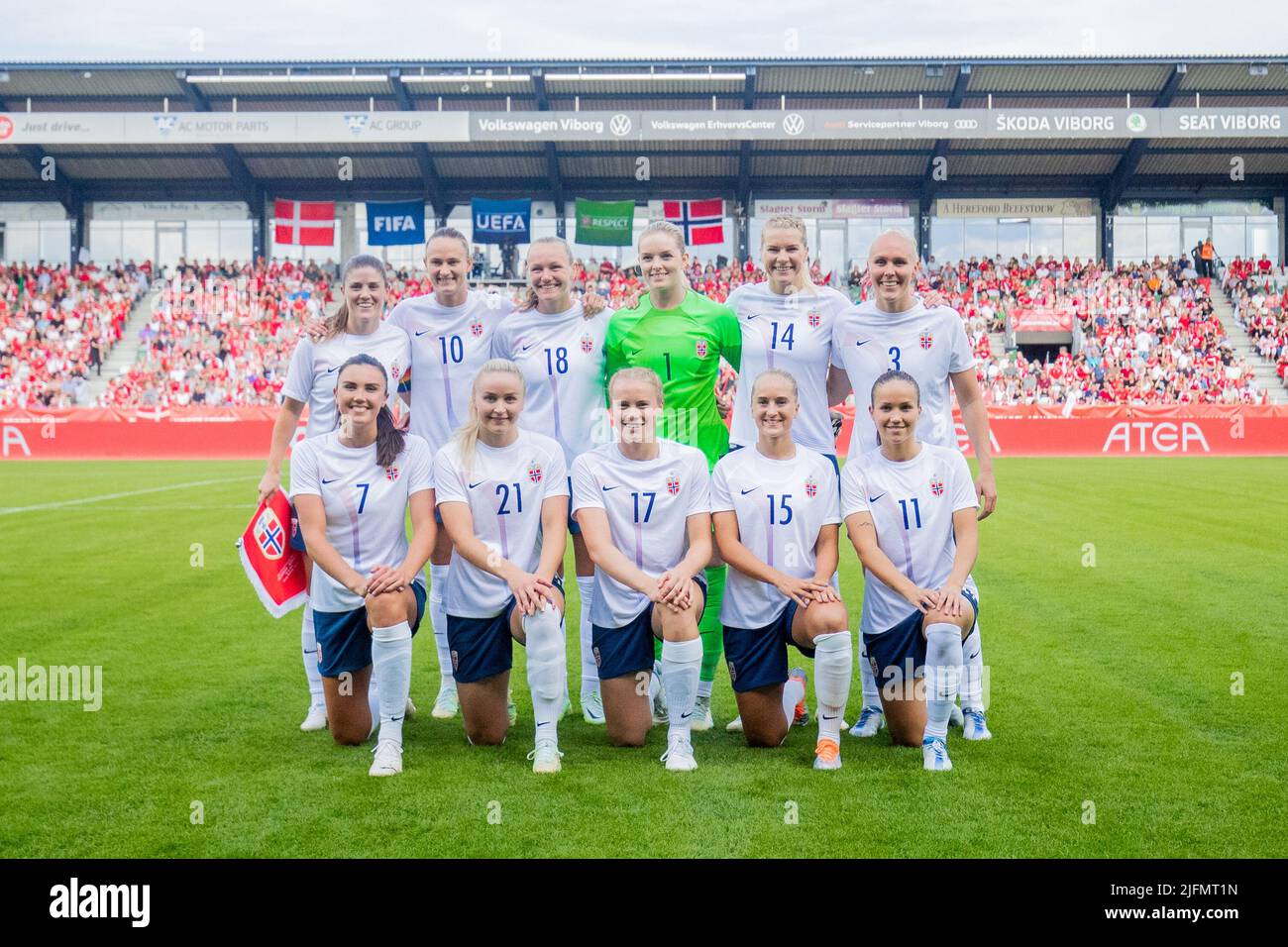 Denmark. 29th, June 2022. The starting11 of Norway seen for