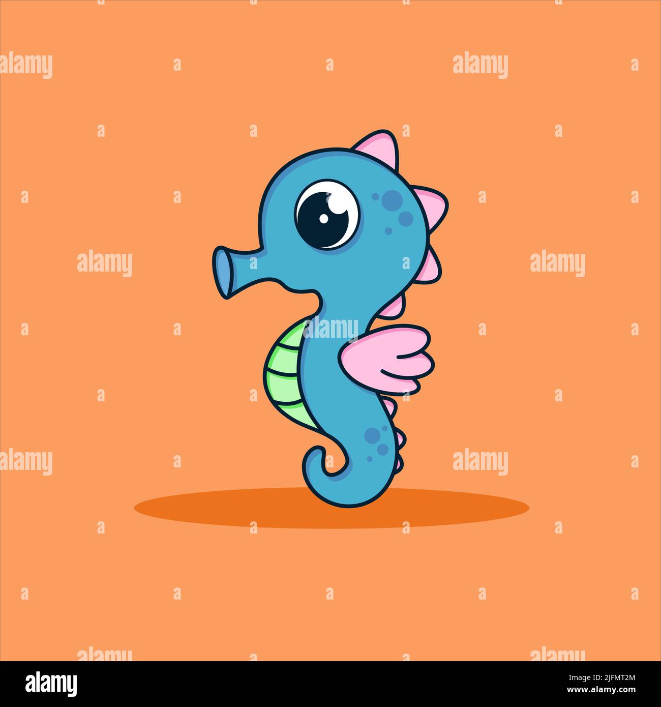 Cute Seahorses vector icon illustration. flat cartoon style. animal ...
