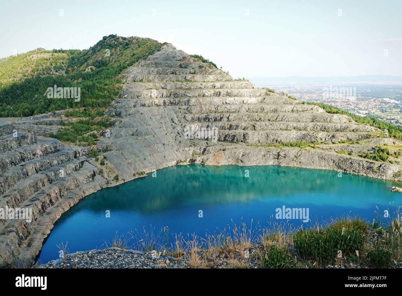 View of Europe's largest asbestos mine, was active until 1990. Stock Photo