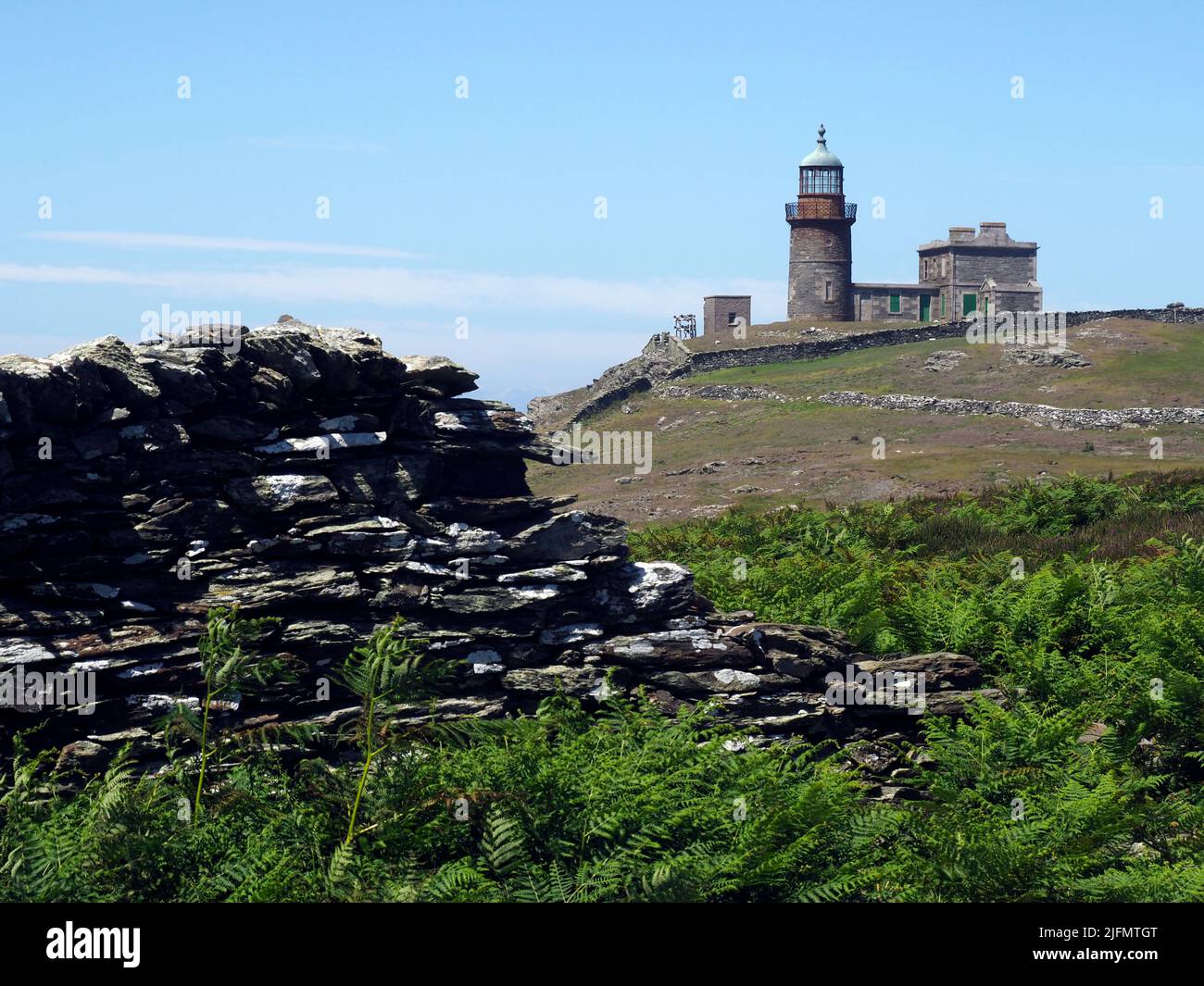 Lighthouse on Calf of Man, Isle of Man Stock Photo