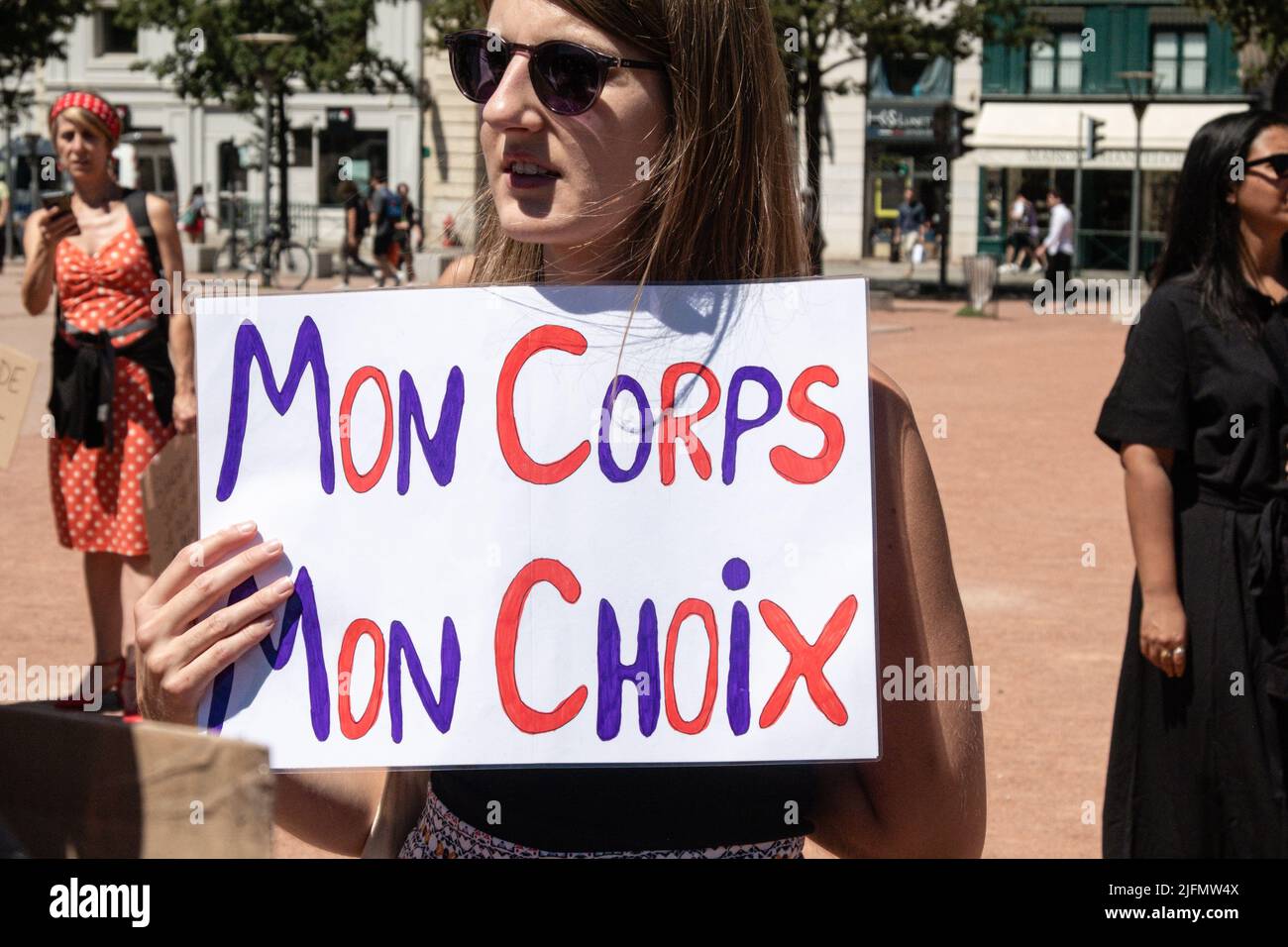 France, Lyon, 2022-07-02. Demonstration in support of abortion rights in the United States. Stock Photo