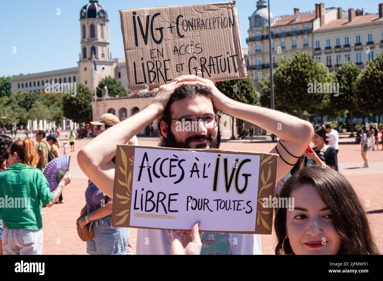 France, Lyon, 2022-07-02. Demonstration in support of abortion rights in the United States. Stock Photo