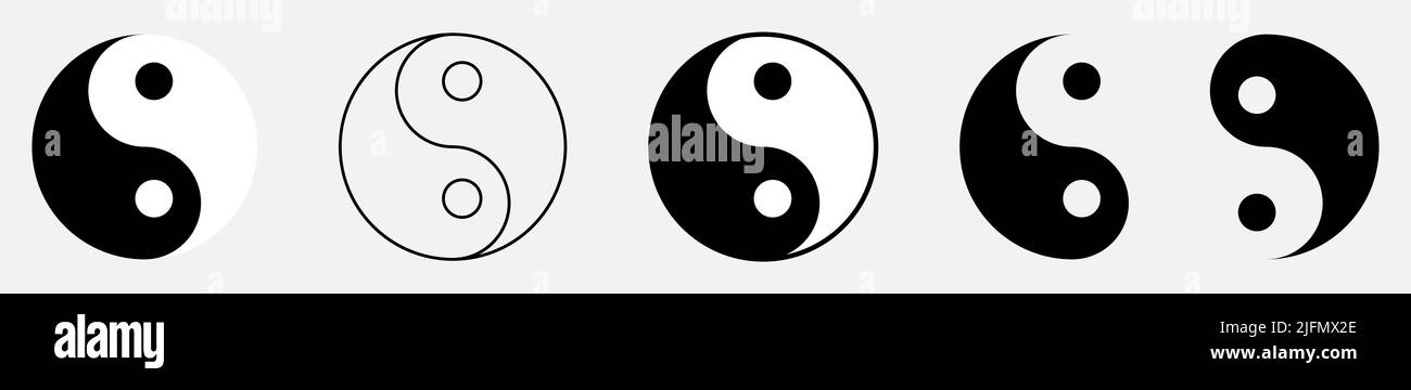 Yin Yang icon set. Symbol of harmony and balance Stock Vector Image ...