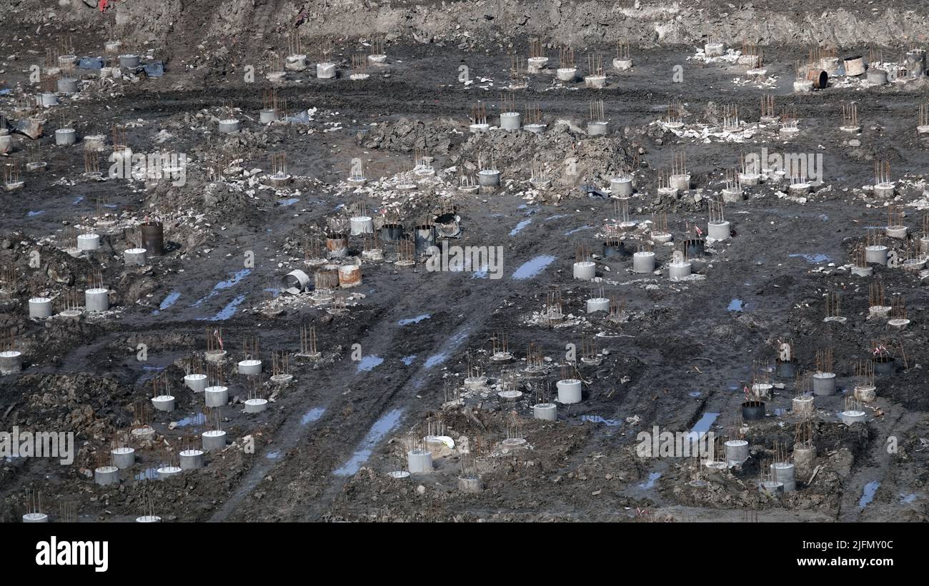 Kiev, Ukraine March 13, 2019 Foundation zero cycle construction