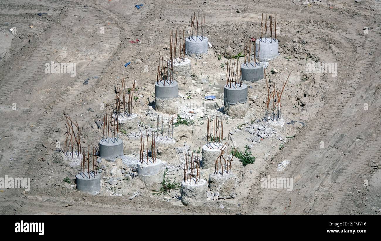 Kiev, Ukraine March 13, 2019 Foundation zero cycle construction