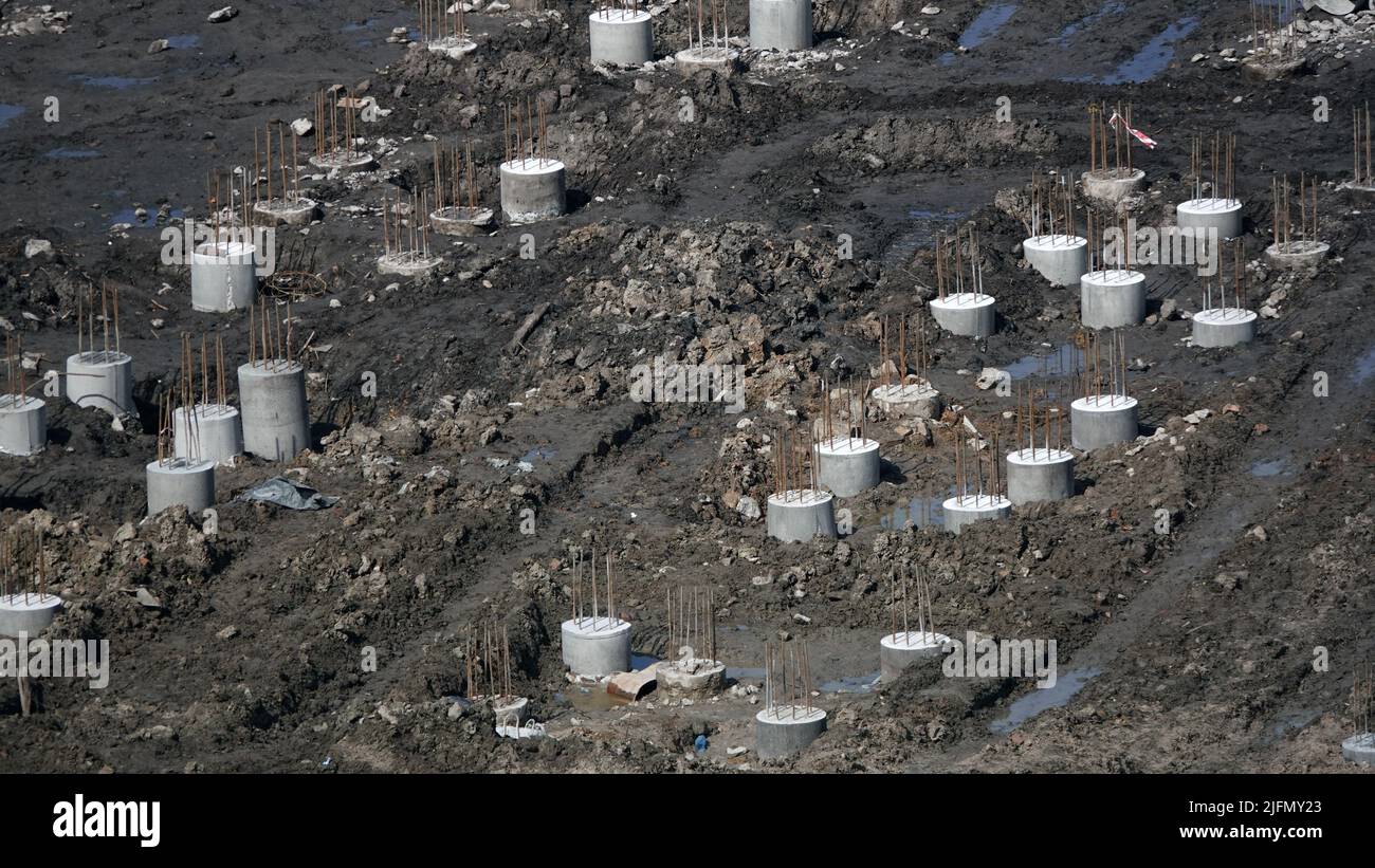 Kiev, Ukraine March 13, 2019 Foundation zero cycle construction