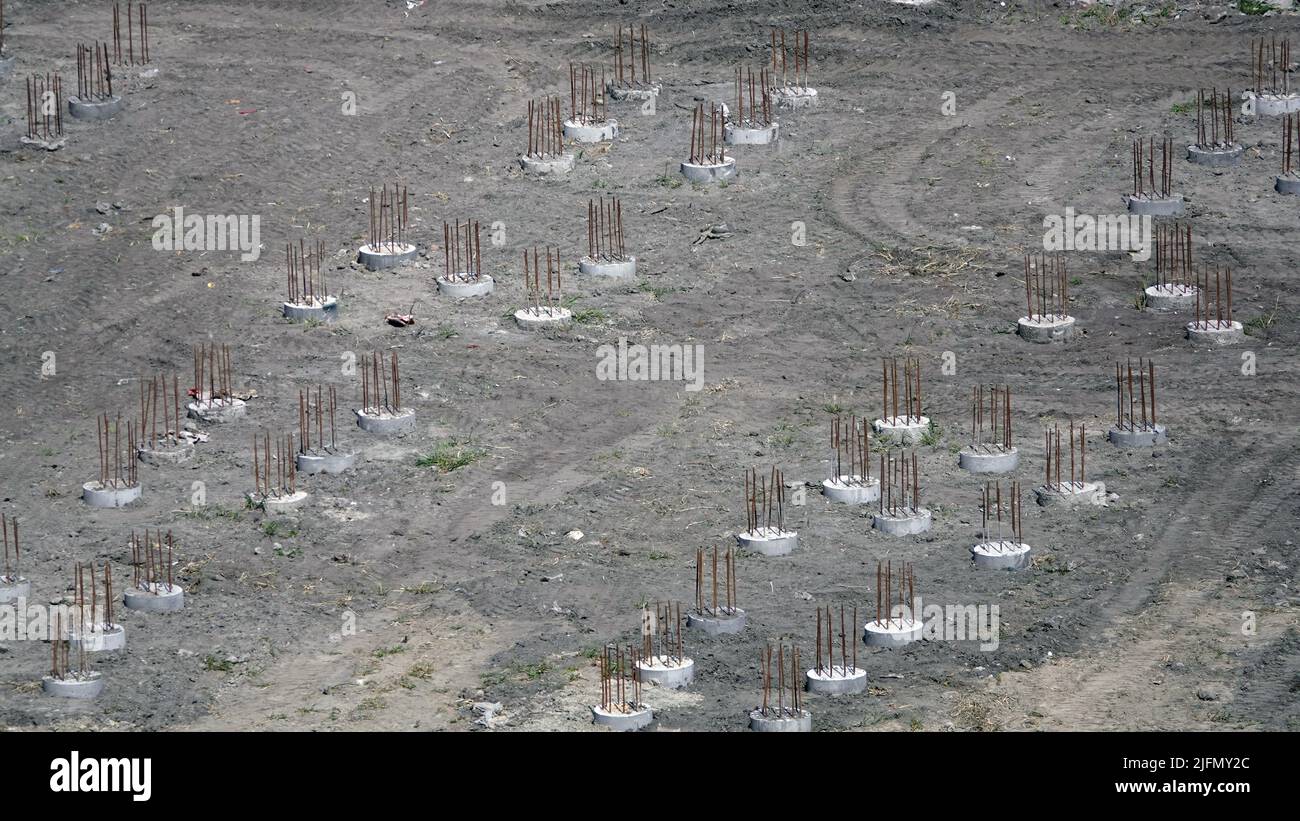 Kiev, Ukraine March 13, 2019 Foundation zero cycle construction