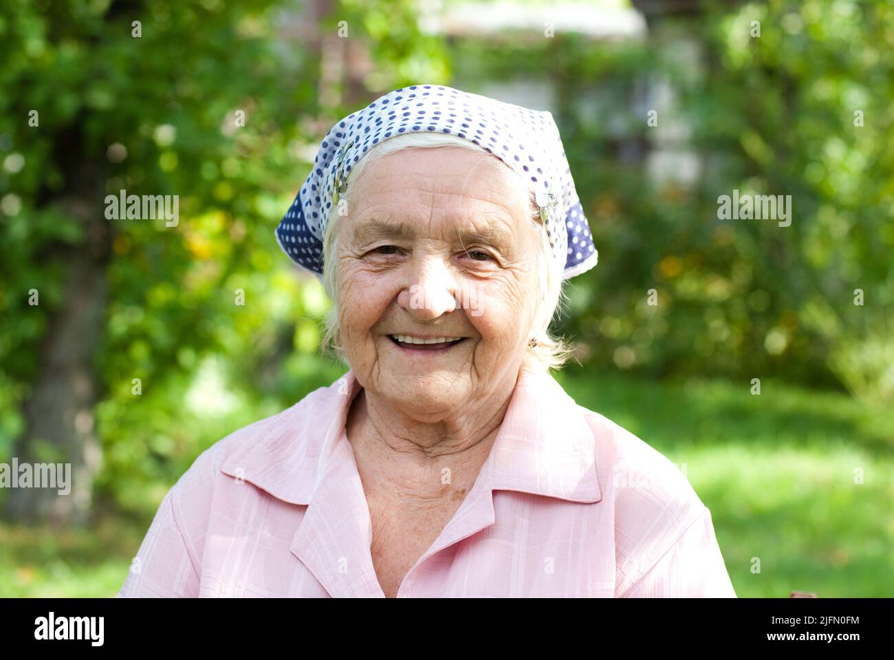 Portrait of the elderly beautiful woman Stock Photo