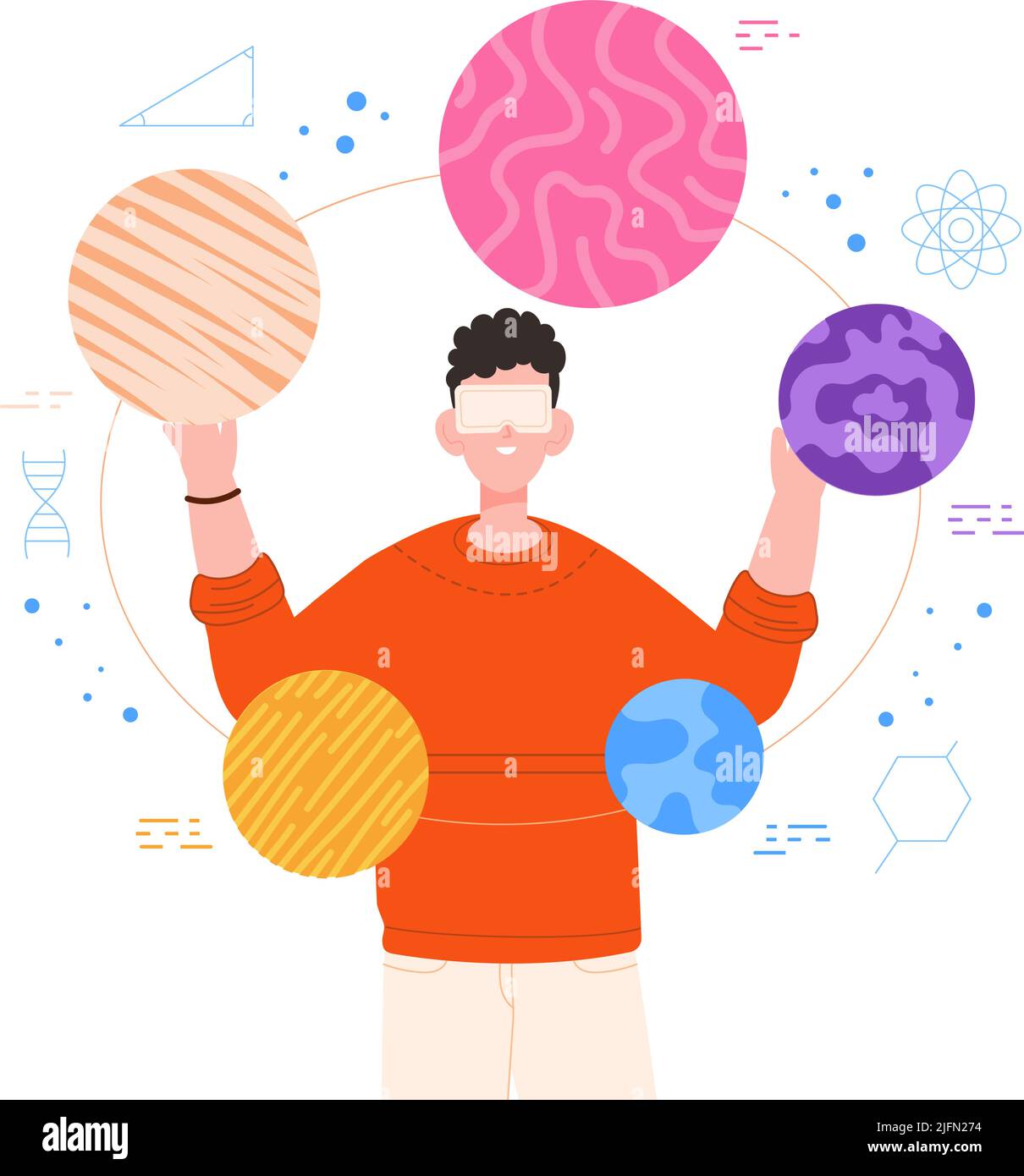 Vr education. People using virtual simulator digital learning, headset goggles augmented reality, man in visual device future experience crypto mining, vector illustration. Simulation technology Stock Vector