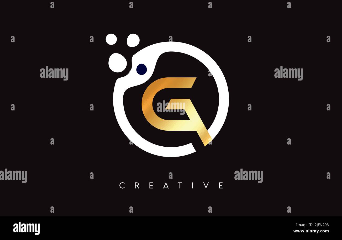 Golden Letter G Logo Icon Design with Dots and Bubbles inside a ...