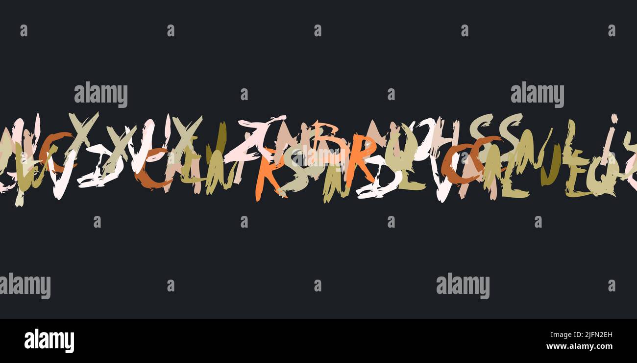 Color alphabet vector symbols. Seamless pattern of hand drawn brush ...