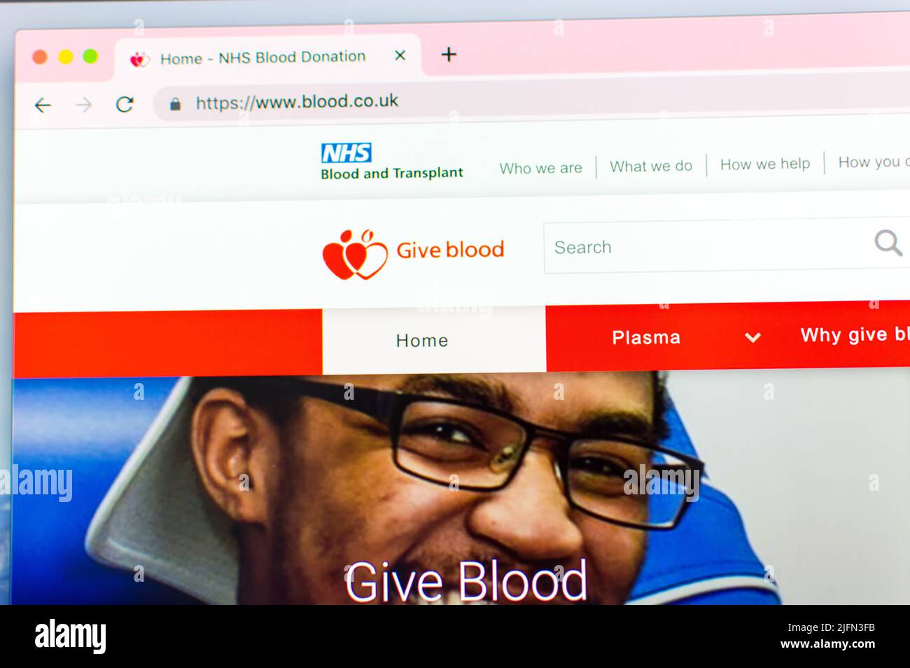 NHS England blood donation website Stock Photo