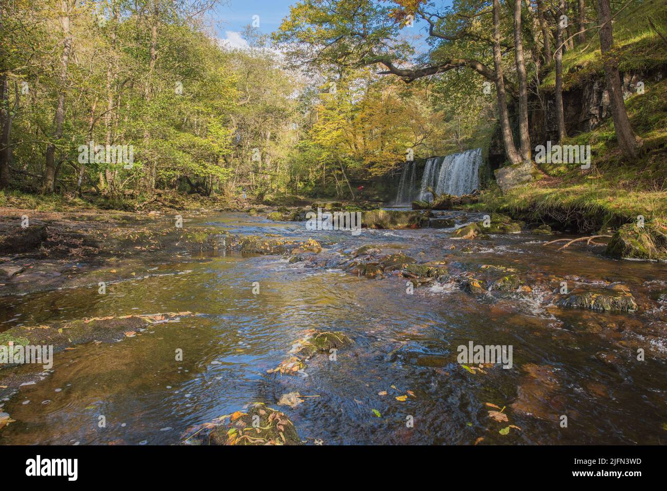 Upper Scwd Ddwili waterfall on the Afon Nedd, Ystradfellte, Brecon ...