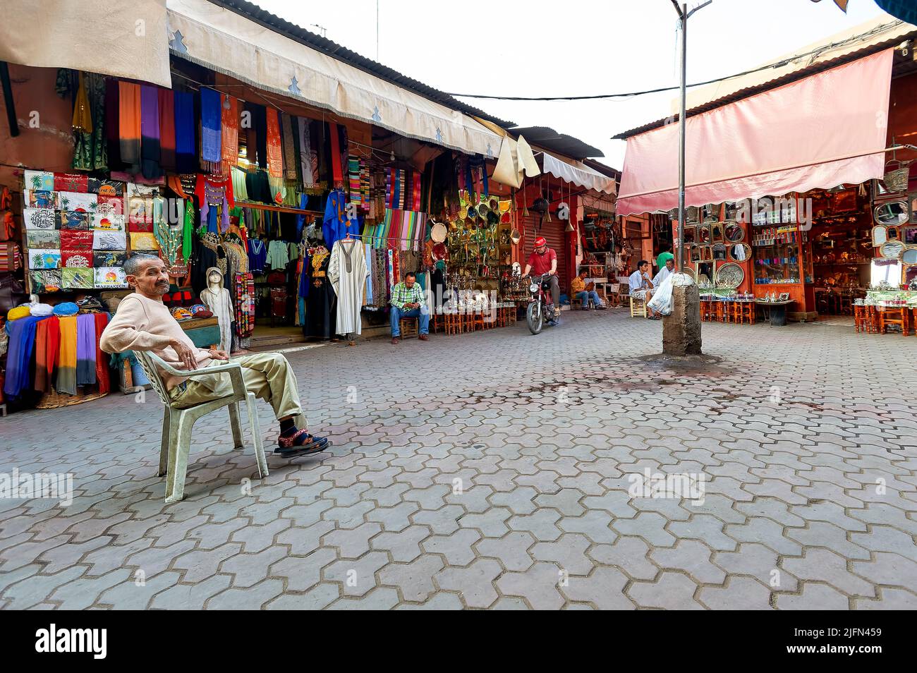 Morocco Marrakesh. Shops in the Medina Stock Photo