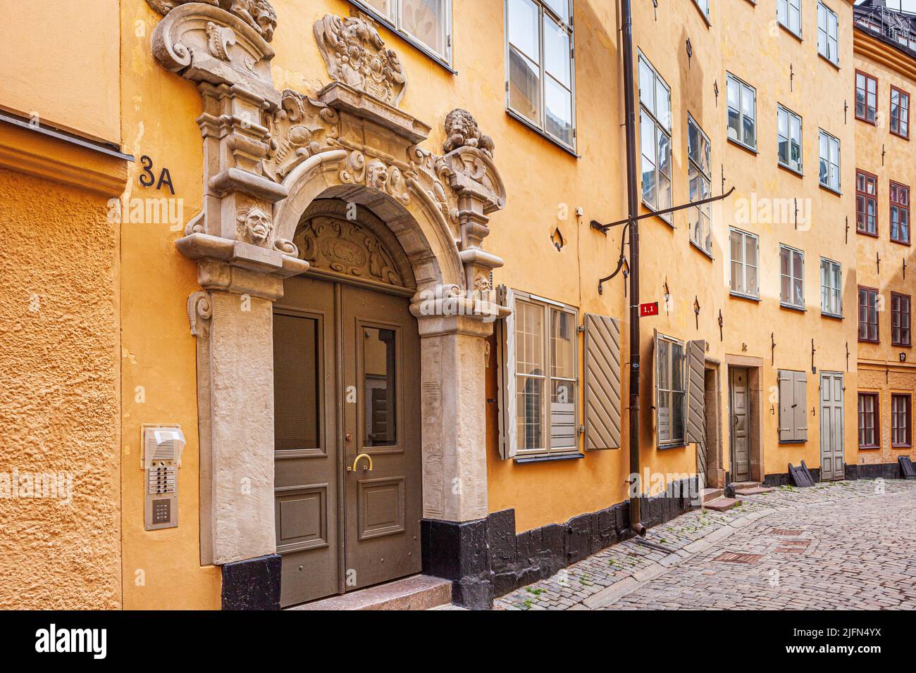 Medieval houses in Gamla Stan (the old town) in Stockholm, Sweden Stock Photo