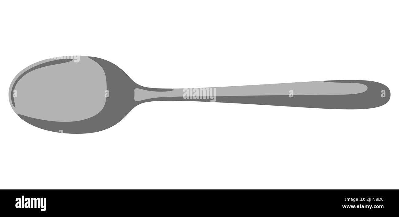 Illustration of steel spoon. Stylized kitchen and restaurant utensil. Stock Vector