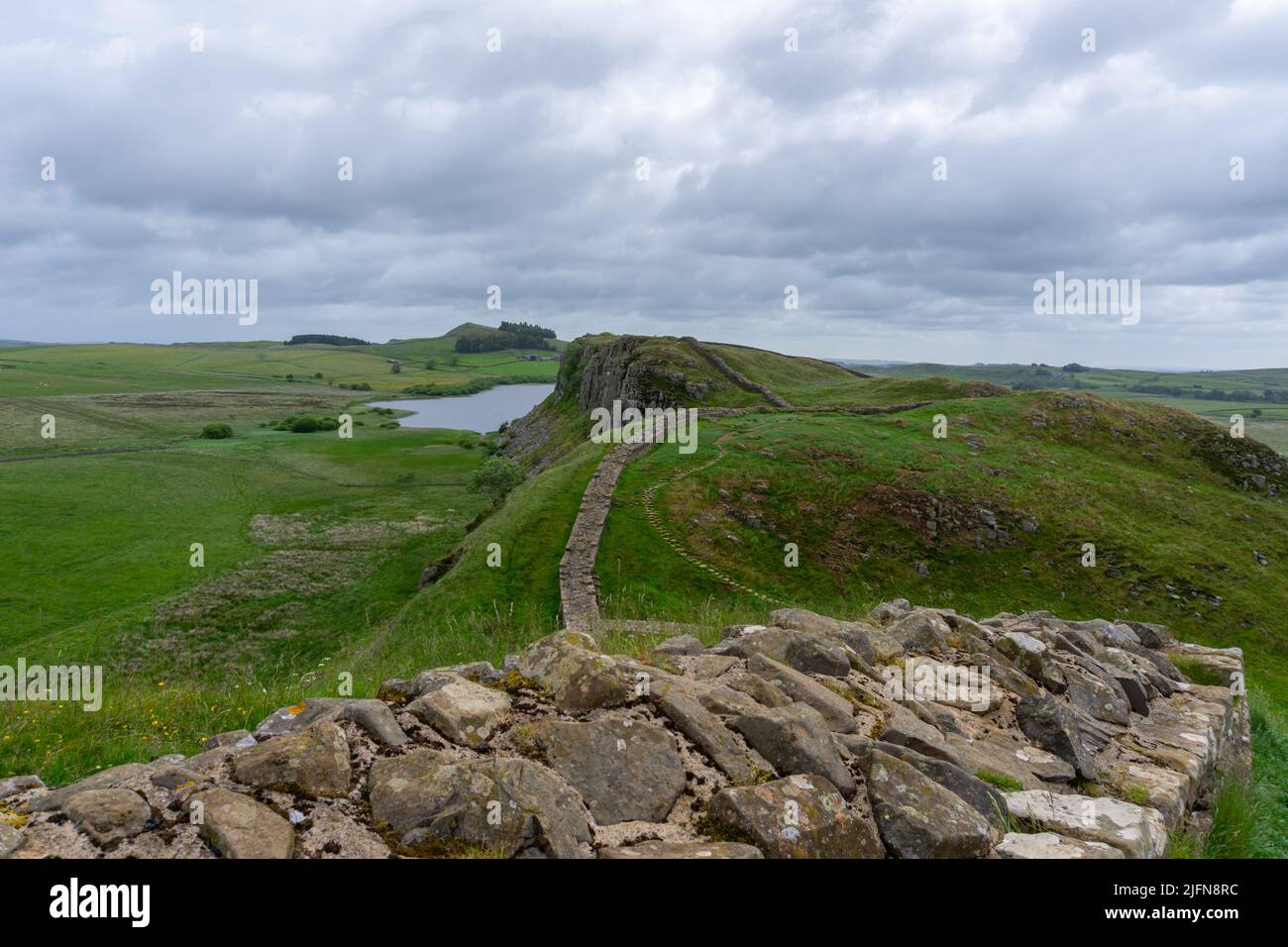 Steel Rig Viewpoint A view of remnants of Hadrian's Wall near Steel Rigg in northern ...
