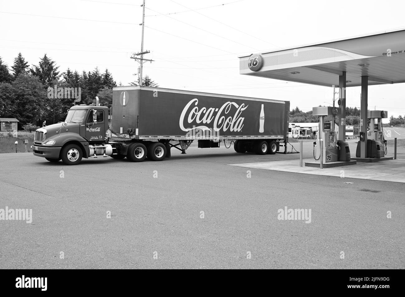 Ocean Shores, Washington, USA-June 30 2022: True Americana, a Coco Cola delivery lorry. Stock Photo