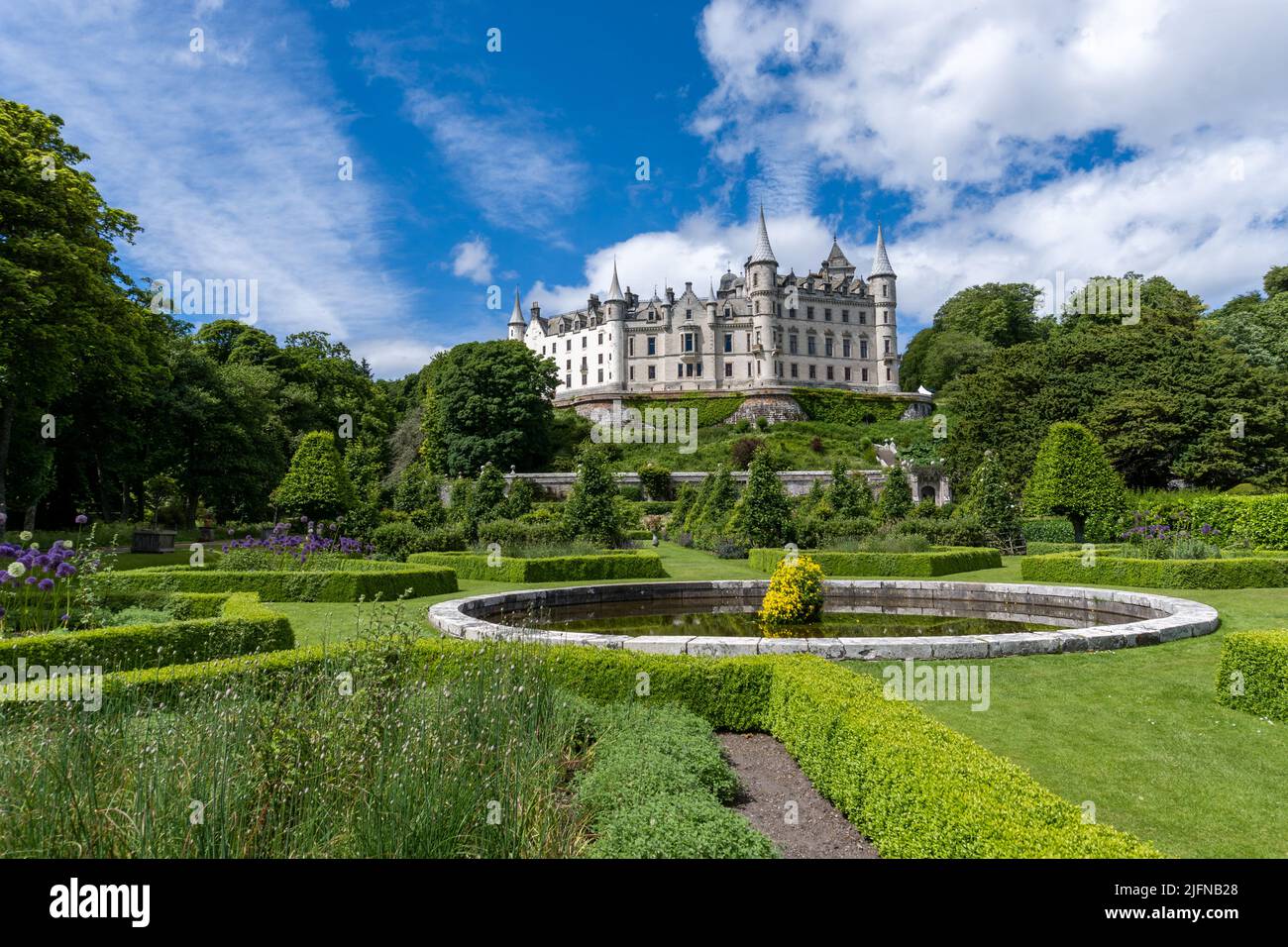 Golspie, United Kingdom - 25 June, 2022: view of Dunrobin Castle and Gardens in the Scottish Highlands Stock Photo
