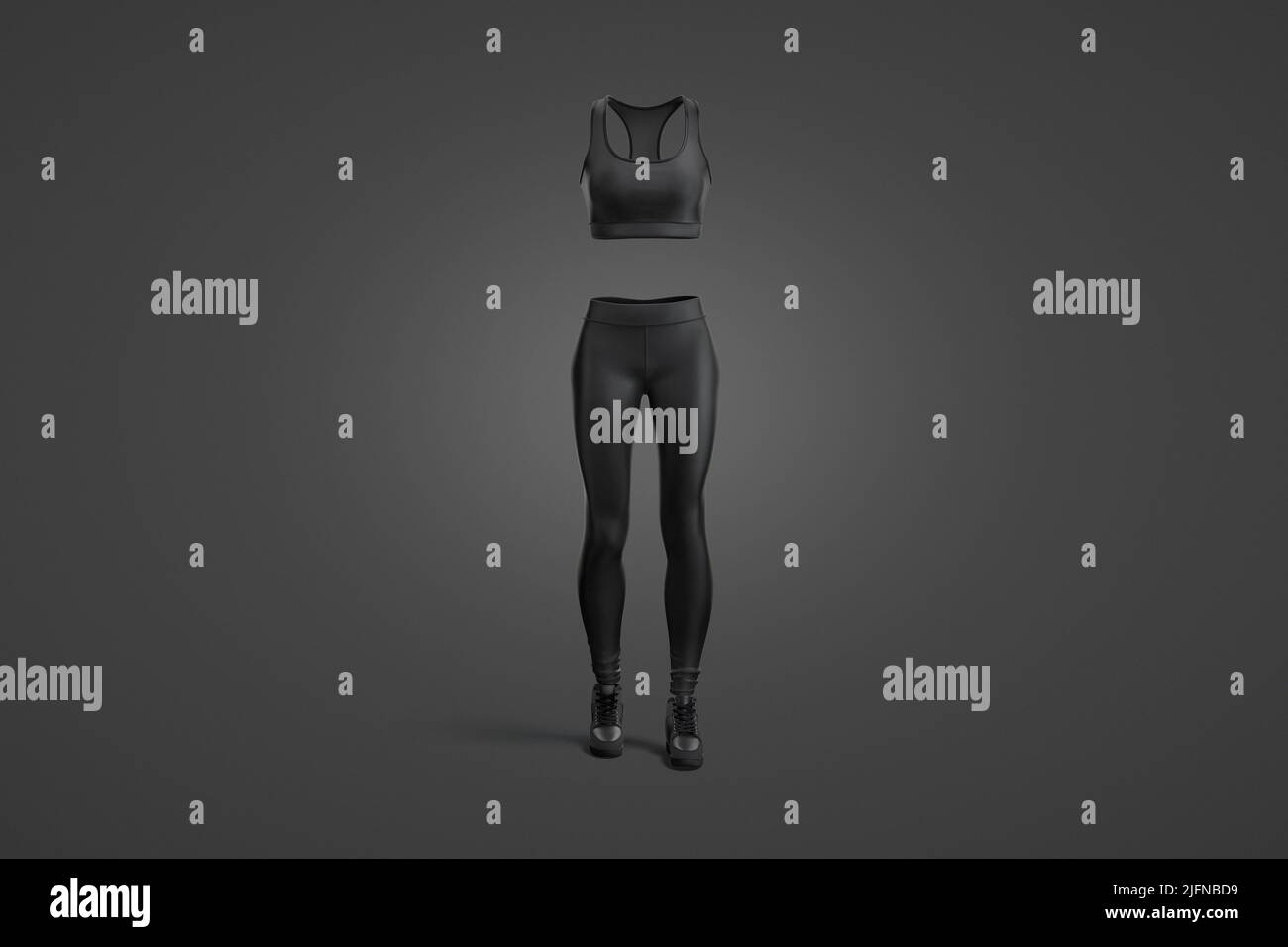Blank black women sport uniform mockup, dark background Stock Photo
