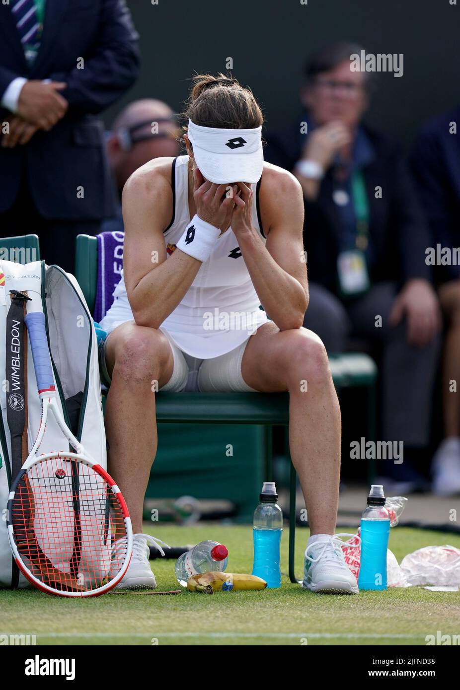 Alize reacts against Ajla Tomljanovic on day eight of the 2022