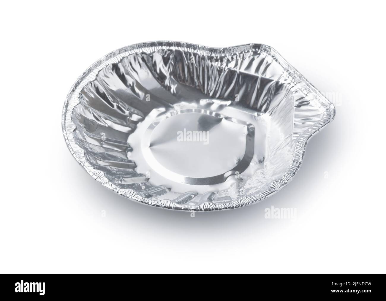 Single disposable aluminum foil baking cup isolated on white Stock Photo