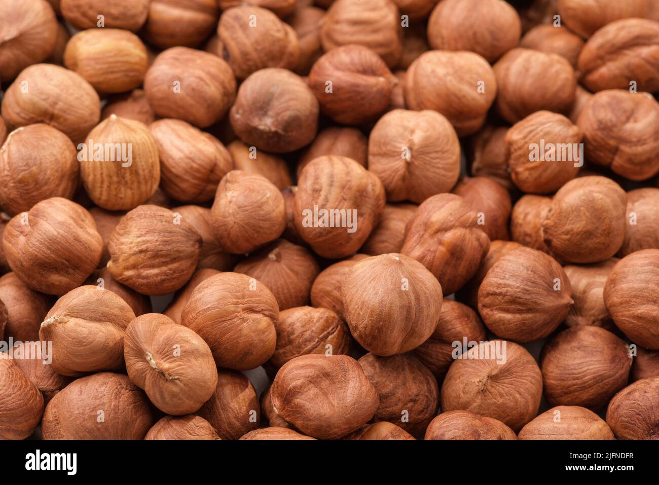 Close up of shelled hazelnut kernels Stock Photo