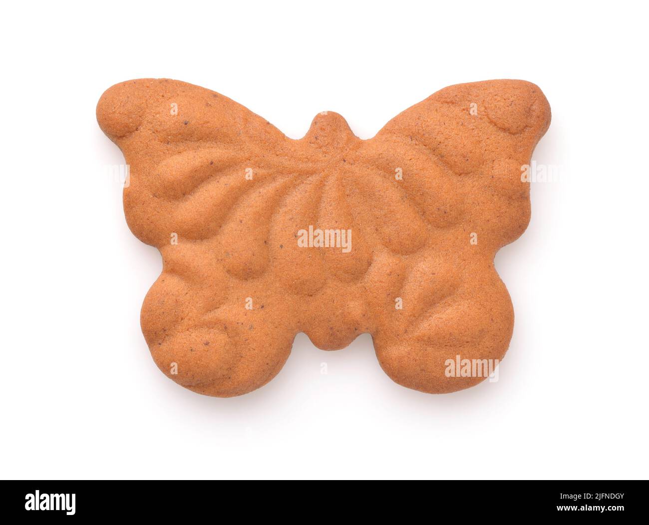 Top view of gingerbread butterfly isolated on white Stock Photo