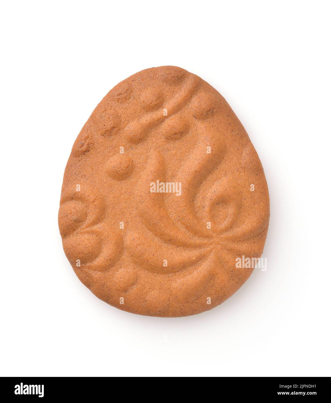 Top view of easter egg gingerbread isolated on white Stock Photo
