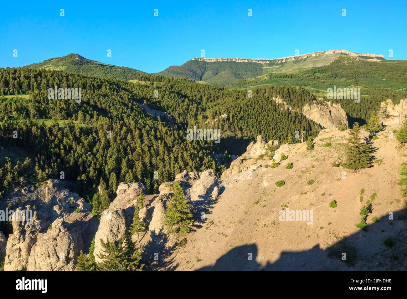cliffs below table mountain in lewis and clark national forest near augusta, montana Stock Photo