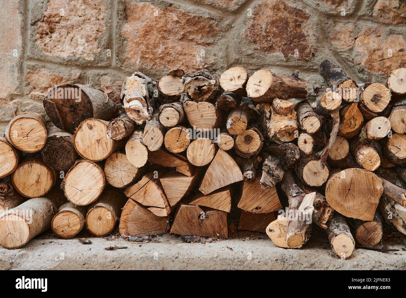 Pile of chopped firewood Stock Photo