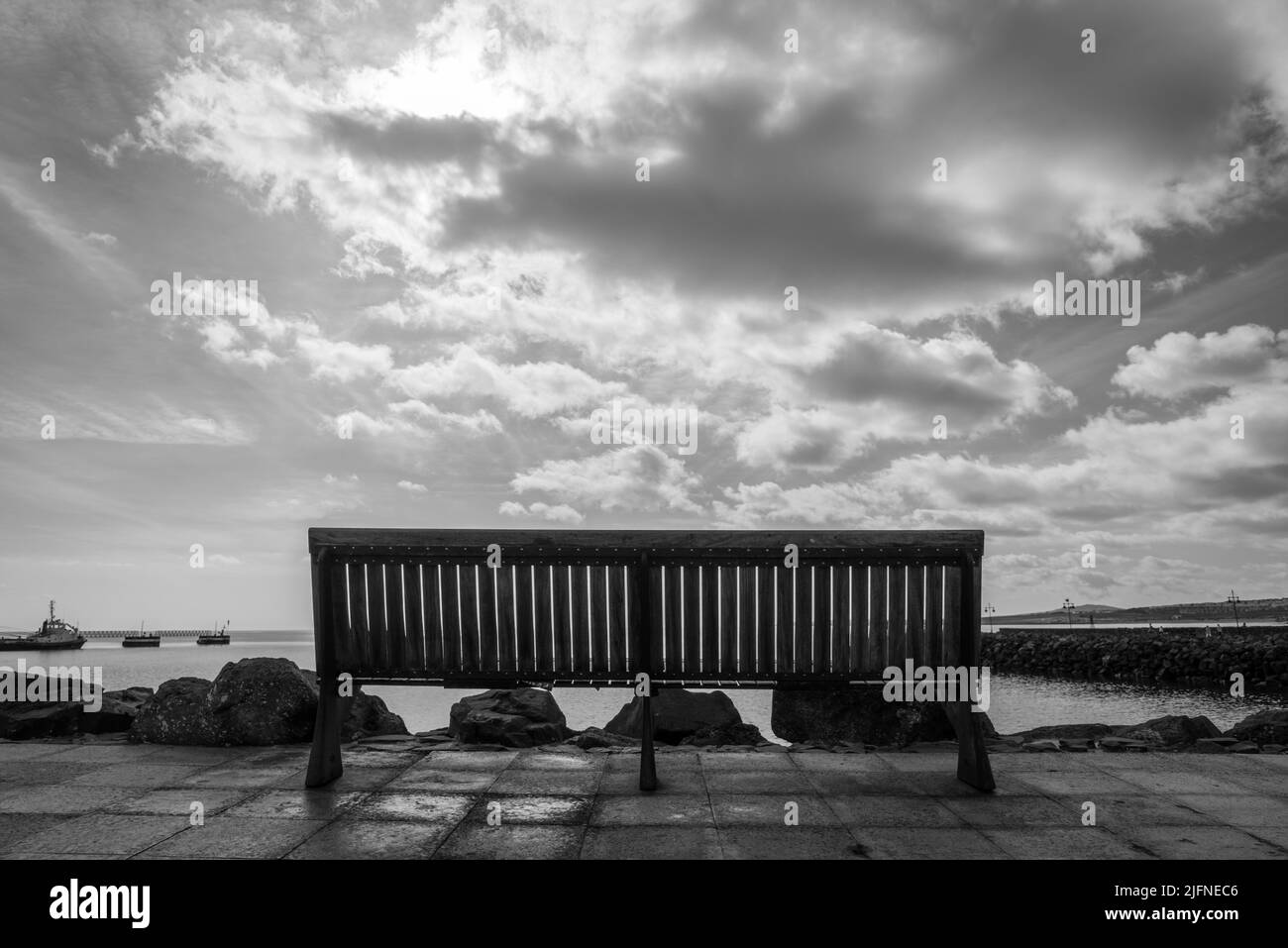 benches with a sea view Stock Photo