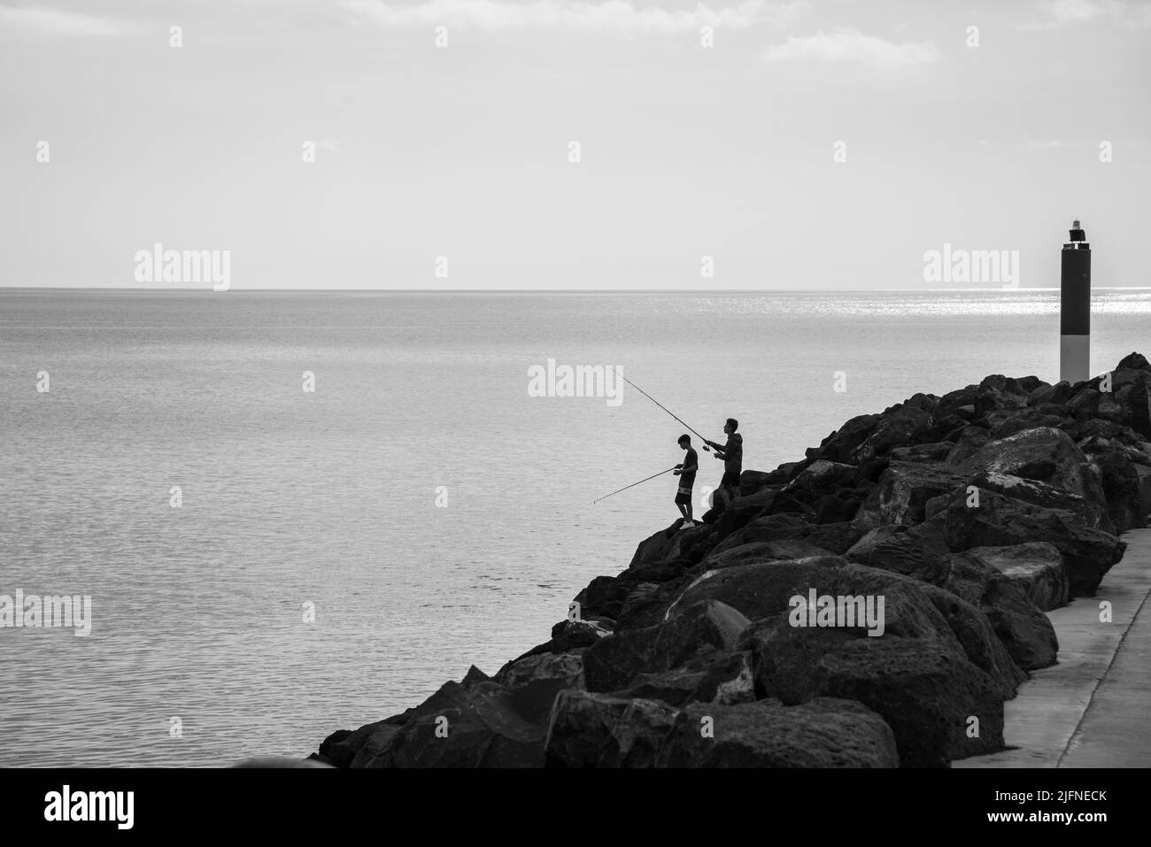 two boys fishing Stock Photo