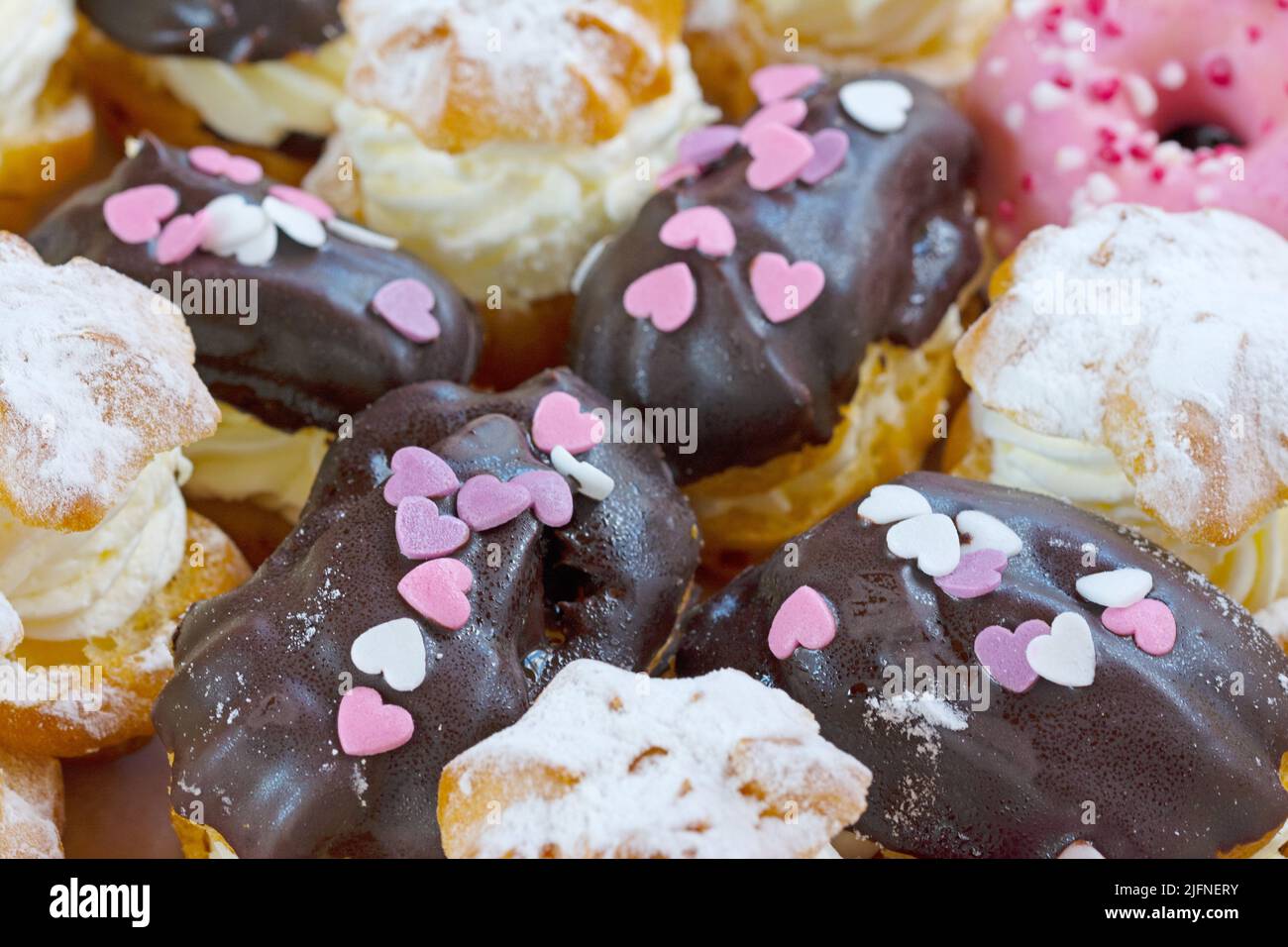 Close-up of cupcakes, donuts and other pastries Stock Photo