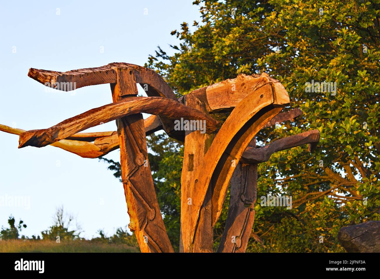 wooden red kite sculpture Stock Photo