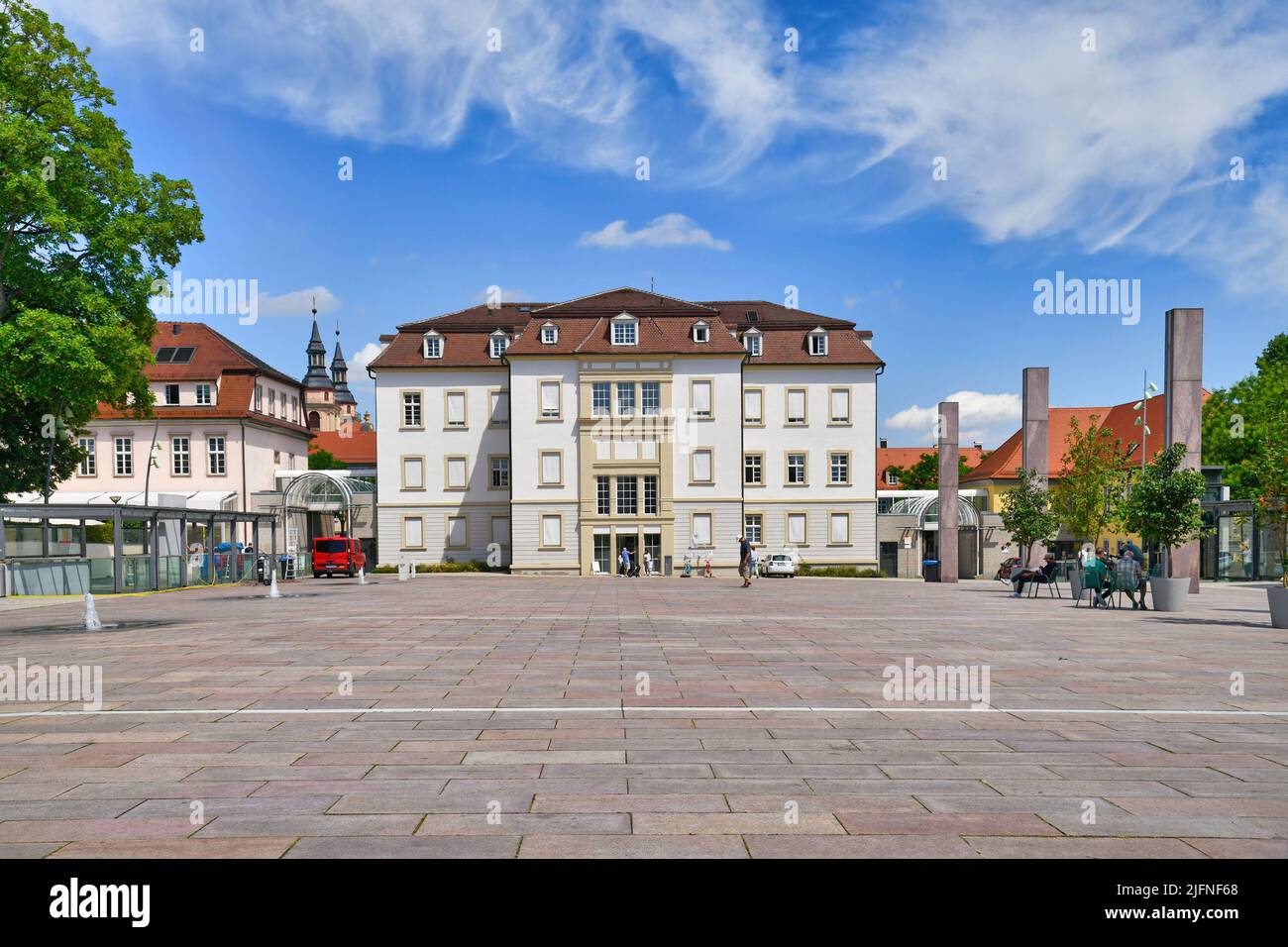 Ludwigsburg, Germany - July 2022: Town square called 'Rathausplatz' with town hall Stock Photo