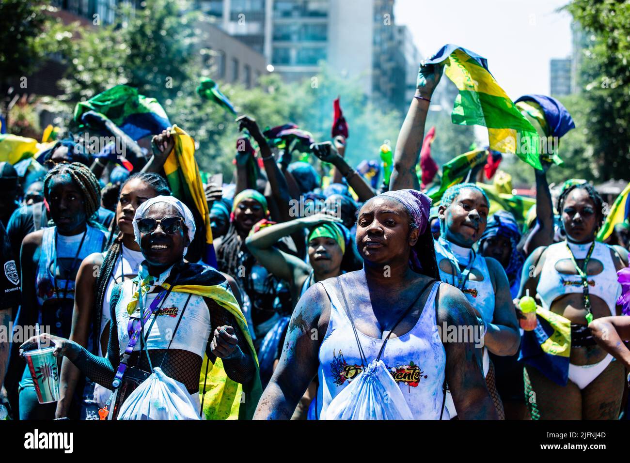 Main Floating Revellers follow the main float during the parade Stock Photo - Alamy