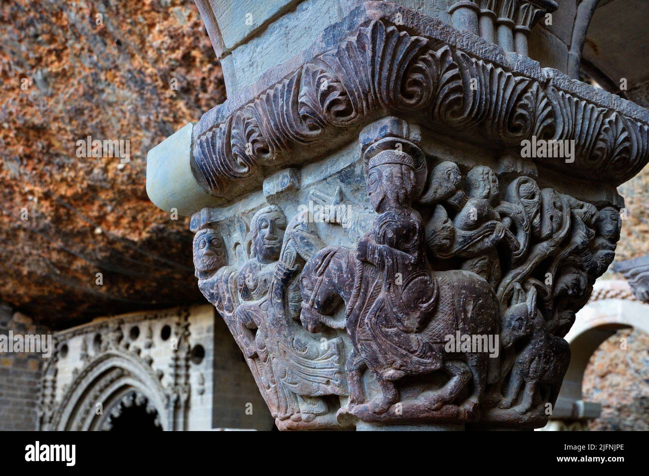 Capital showing Entry of Christ into Jerusalem. Cloister of San Juan de