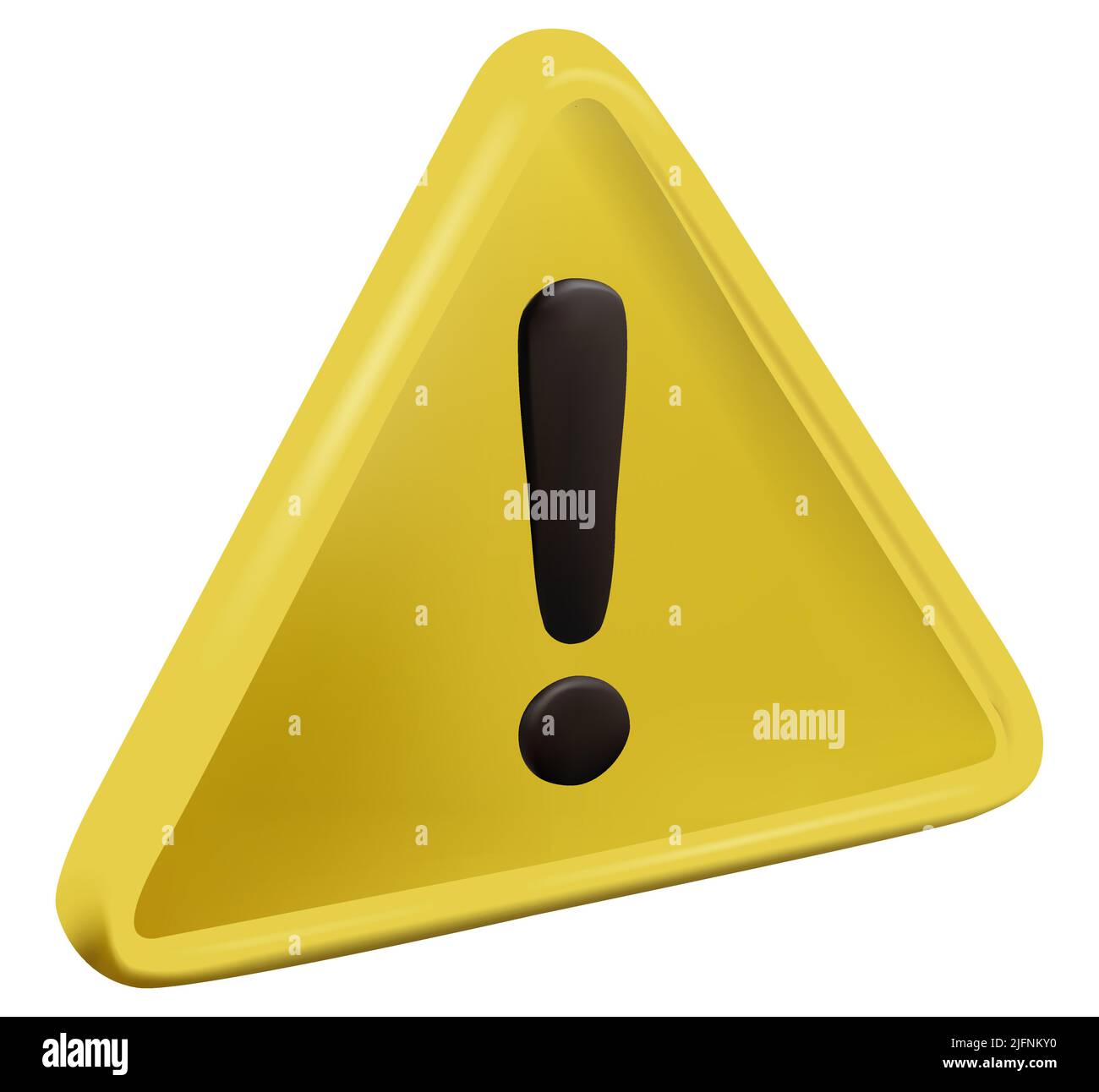 Realistic 3d yellow triangle warning sign vector render illustration ...