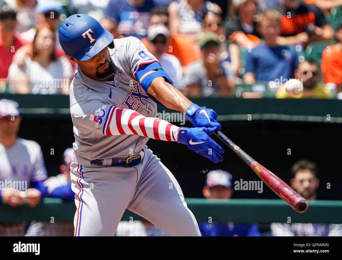 Texas Rangers second baseman Marcus Semien (2) swings at a pitch during the  second inning against the Oakland Athletics in Oakland, CA Thursday May 26  Stock Photo - Alamy