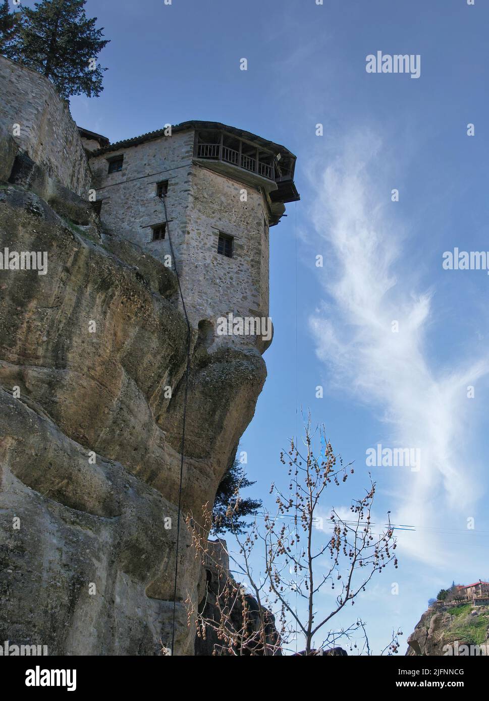 Monestary on a rock in Meteora, Greece Stock Photo