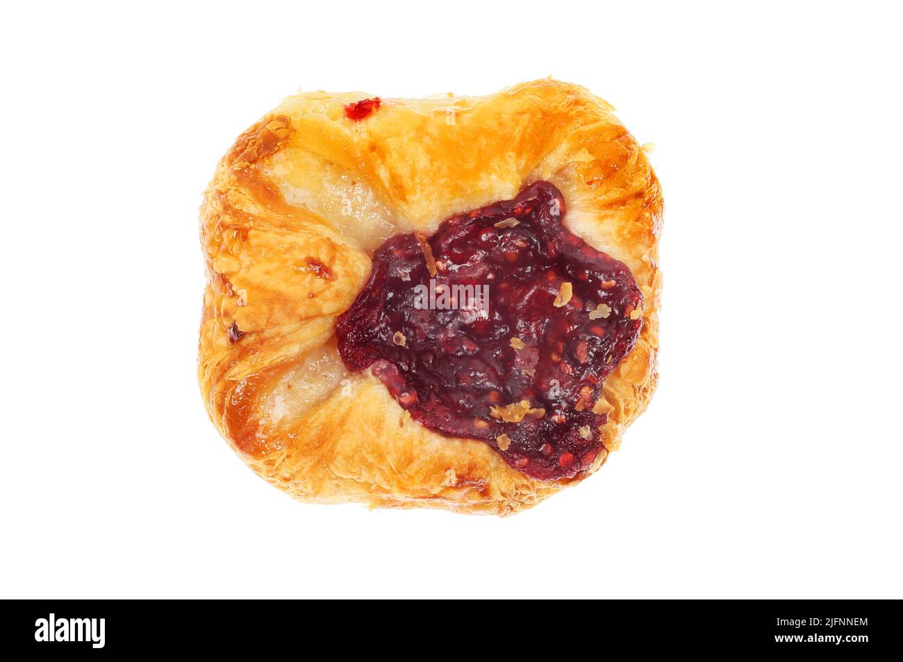 Raspberry Danish pastry isolated against white Stock Photo