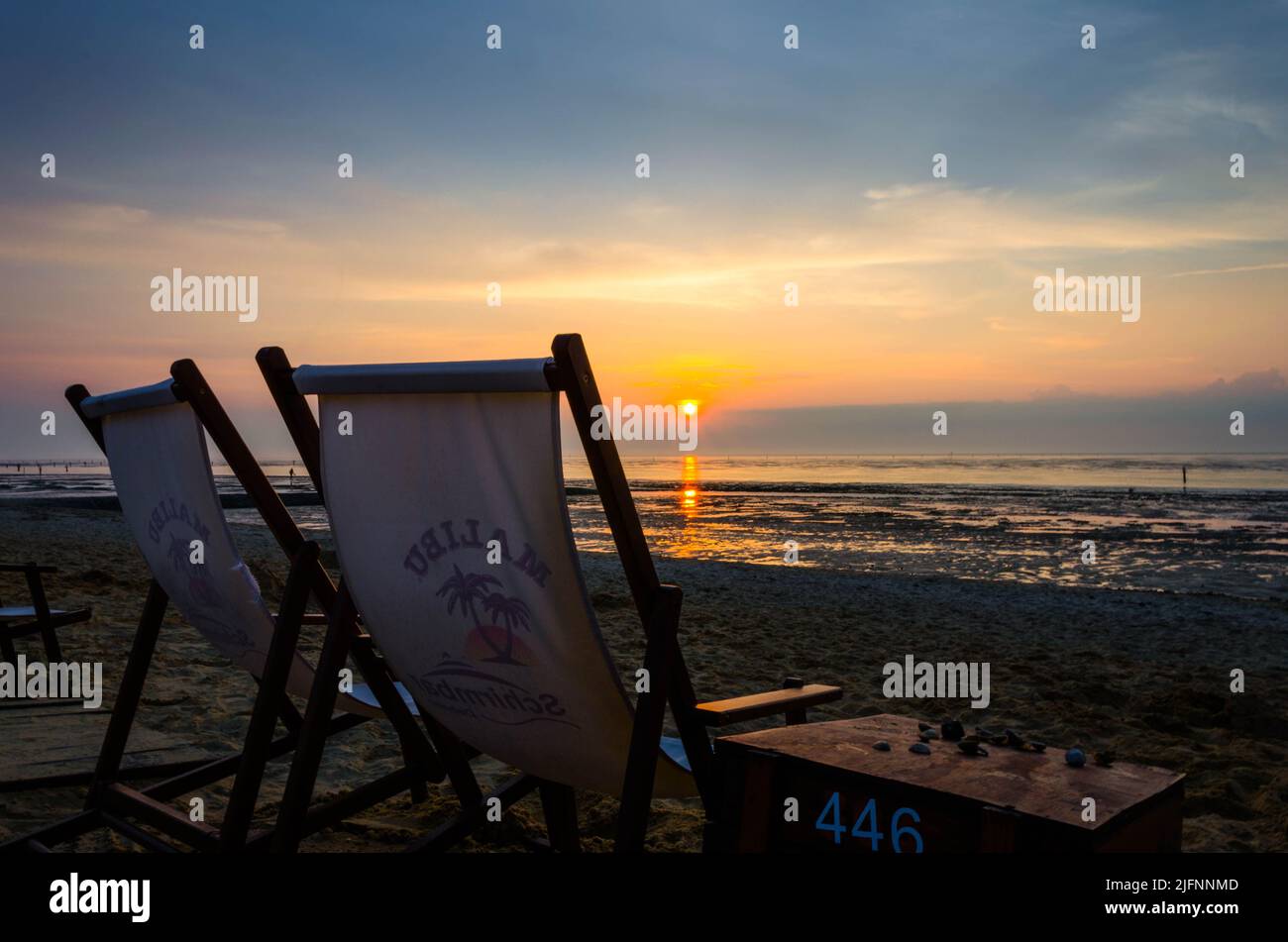 Beach chairs at german North sea Coast Stock Photo - Alamy