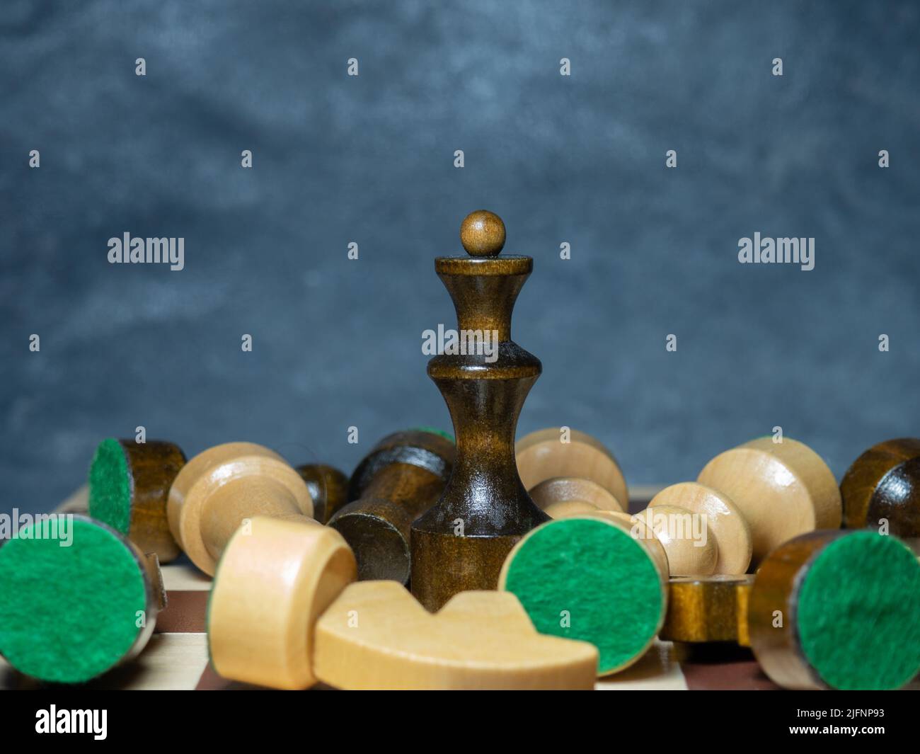 Chess board with figures. Wooden chess. Board games. Location of