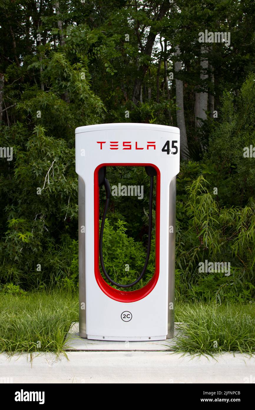 A Tesla supercharger station Stock Photo Alamy
