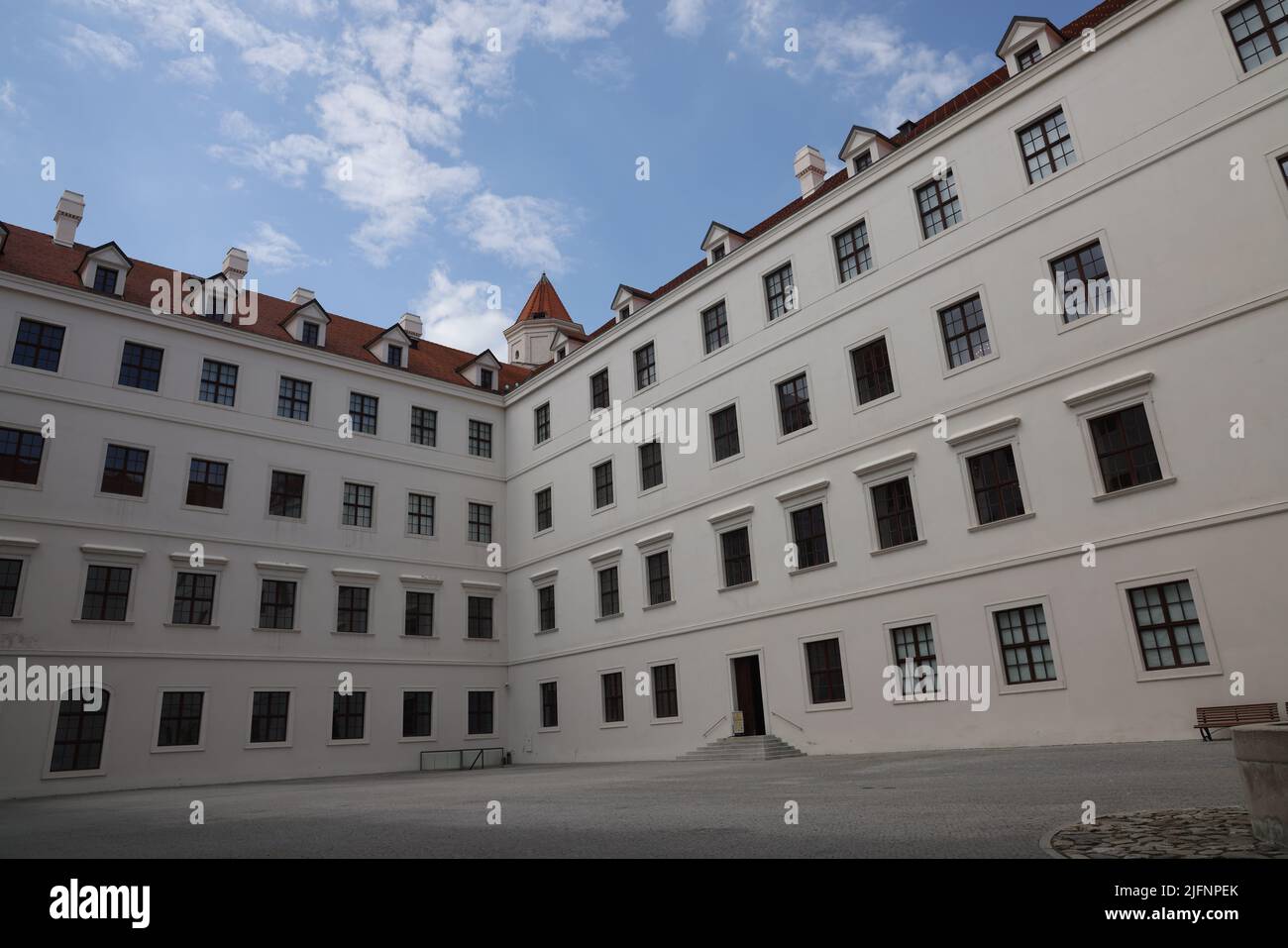 View from the inner courtyard of Bratislava castle in Slovakia Stock Photo
