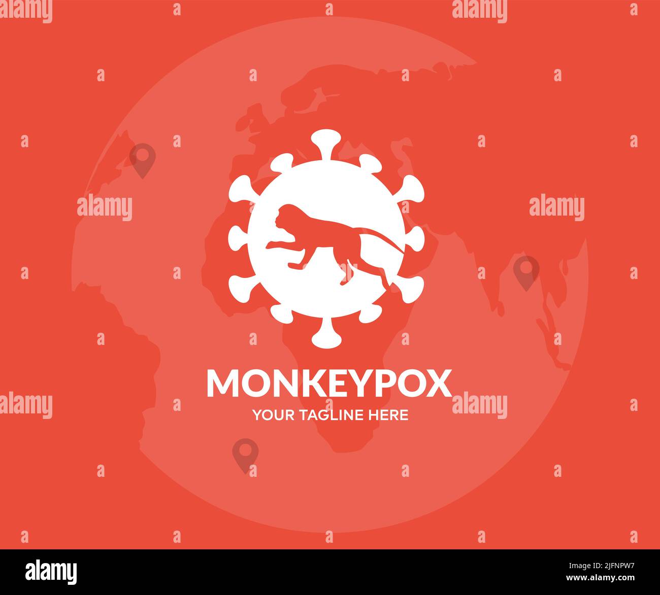 Monkeypox virus, infectious zoonotic disease logo design. Pandemic, global virus concept vector design and illustration. Stock Vector