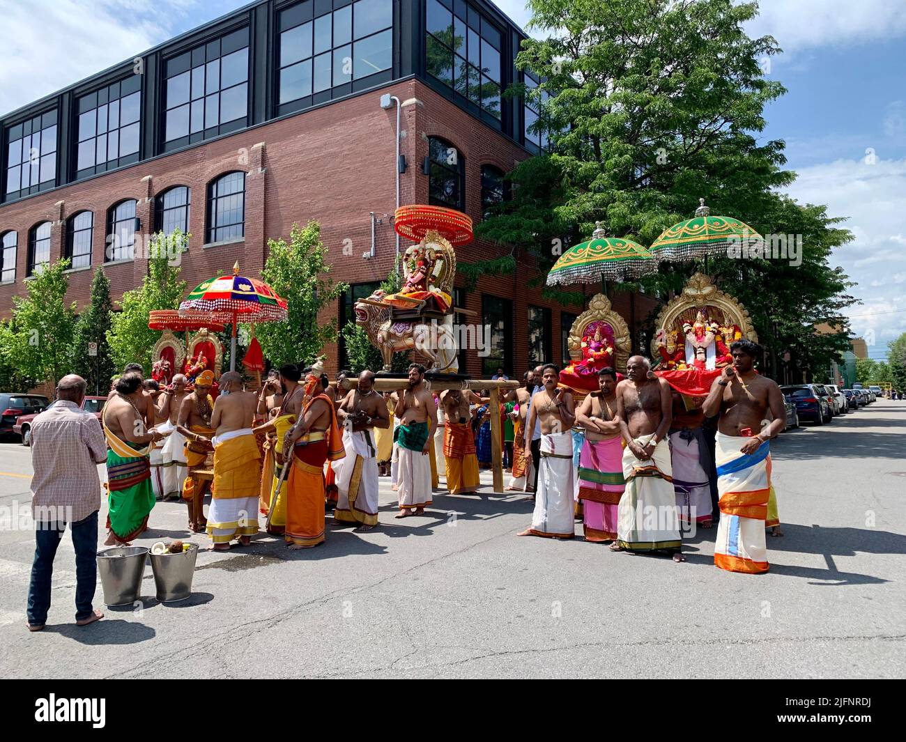 Hindu celebration at a South Asian Hindu Tamil temple in Park Extension Montreal Canada Stock Photo