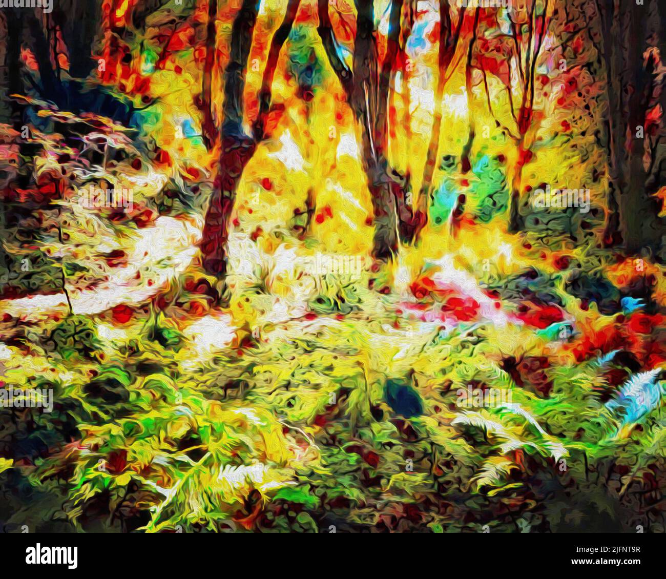 CONTEMPORARY ART: The Magic of the Forest  (Woodlands on Berry Head near Brixham, Devon, United Kingdom) Stock Photo