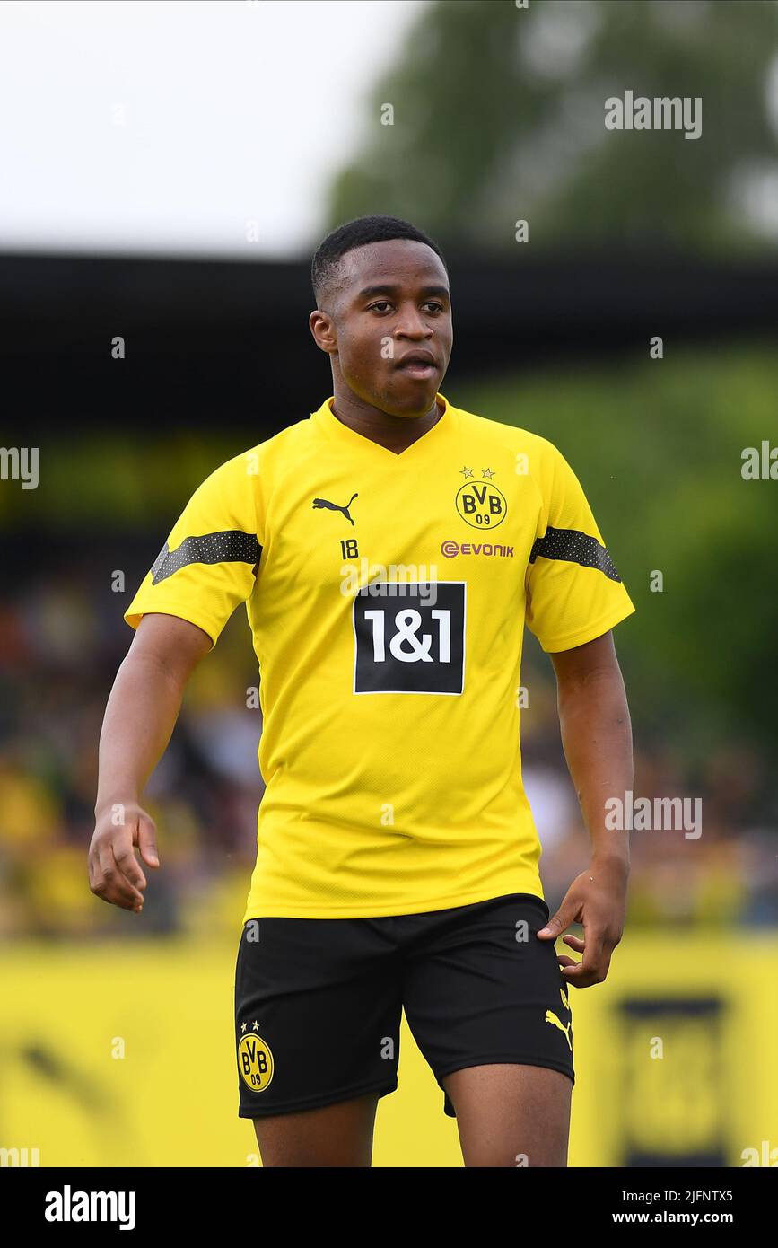 COLOGNE, GERMANY - JUNE 29 2022: Youssoufa Moukoko. Pre season practice of Borussia Dortmund Stock Photo